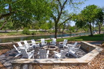 Large outdoor patio with firepit